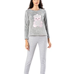 Mel Bee Peluş Pijama Takımı Gri MBP23621-1