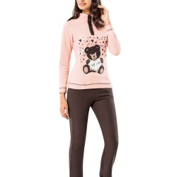 Mel Bee Peluş Pijama Takımı Somon MBP23626-1