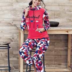 Mel Bee Polar Kadın Pijama Takımı Desenli MBP23632-1 Kırmızı