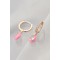 Minimal Taşlı Pembe Damla Model Küpe