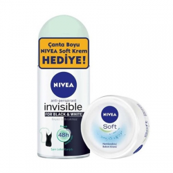 Nivea Invisible For Black & White Fresh 50 ml + Soft Nemlendirici 50 ml Roll-On Seti