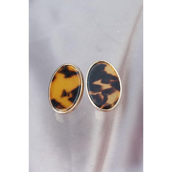 Oval Desenli Metal Çift Küpe Oval Desenli Metal Çift Küpe