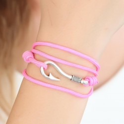 Pembe Renk Gümüş Metal Kancalı Kadın Çoklu Bileklik
