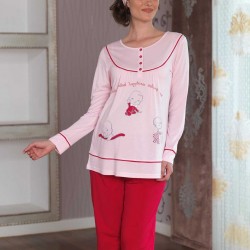 Şahinler Baskılı Lohusa Pijama Takımı Pembe MBP23120-1