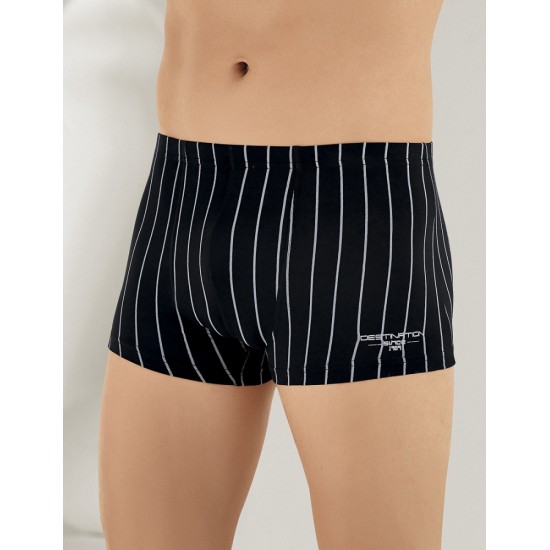 Şahinler Likralı Modal Çizgili Erkek Boxer Siyah ME122