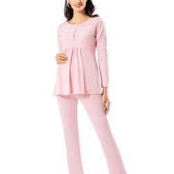 Şahinler Lohusa Pijama Takımı Pembe MBP23726-1