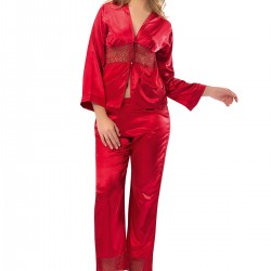 Sistina 1601 Saten Pijama Takım Kırmızı