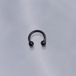 Siyah Renk Yarım Halka 316L Cerrahi Çelik Piercing