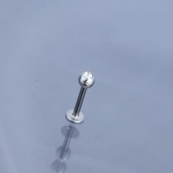 Taşlı Gümüş Renk 316L Cerrahi Çelik Piercing