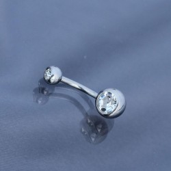 Taşlı Gümüş Renk 316L Cerrahi Çelik Piercing