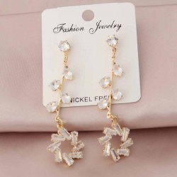Zirkon Taşlı Gold Renk Kadın Küpe