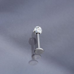 Zirkon Taşlı Gümüş Renk 316L Cerrahi Çelik Piercing