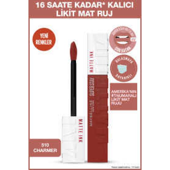 Maybelline New York Super Stay Matte Ink Likit Mat Ruj - 510 Charmer Maybelline New York Super Stay Matte Ink Likit Mat Ruj - 510 Charmer