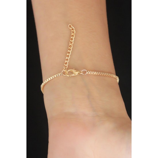 Gold Renk Mavili Charm Kadın Bileklik Gold Renk Mavili Charm Kadın Bileklik