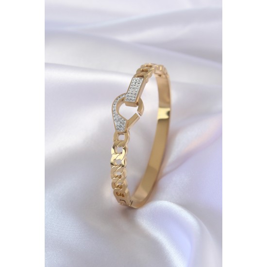 316L Çelik Gold Renk Kanca Model Zirkon Taş Detay Kadın Kelepçe 316L Çelik Gold Renk Kanca Model Zirkon Taş Detay Kadın Kelepçe