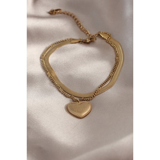 316L Çelik Gold Renk İtalyan Zincir Model Kalp Figür Love You İşleme Kadın Bileklik 316L Çelik Gold Renk İtalyan Zincir Model Kalp Figür Love You İşleme Kadın Bileklik