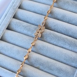 Gold Renk Zirkon Taşlı Damla Model VIP Pirinç Kadın Bileklik