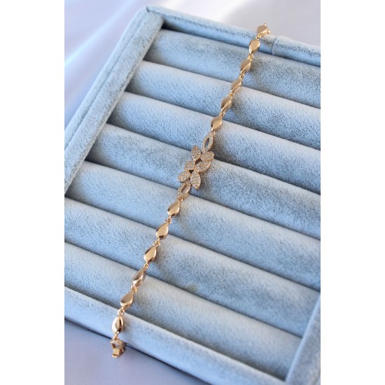 Gold Renk Zirkon Taşlı Damla Model VIP Pirinç Kadın Bileklik Gold Renk Zirkon Taşlı Damla Model VIP Pirinç Kadın Bileklik