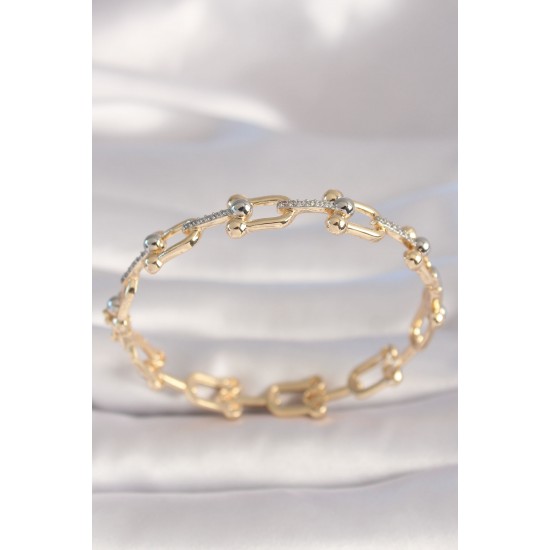 Pirinç Gold Renk Zirkon Taş Detay Tiffany Model VIP Seri Kadın Kelepçe Pirinç Gold Renk Zirkon Taş Detay Tiffany Model VIP Seri Kadın Kelepçe