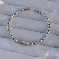 Pirinç Gümüş Renk Oval Detaylı Bileklik