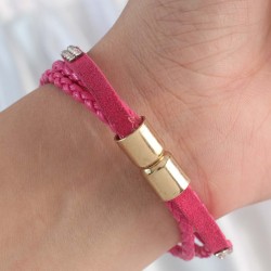 Pembe Renk Zirkon Taşlı Çoklu Bileklik