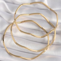 316L Çelik Gold renk Zikzak Model Ajda Bileklik