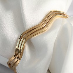 316L Çelik Gold renk Zikzak Model Ajda Bileklik