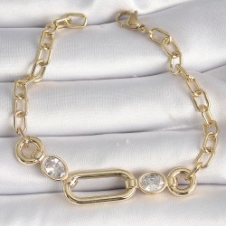 Pirinç Gold Renk Zirkon Taşlı Zincir Xuping VIP Exclusive Seri Kadın Bileklik