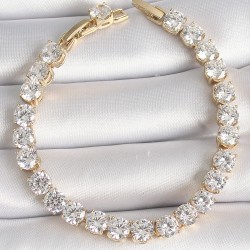 Pirinç Gold Renk Zirkon Taşlı Su Yolu Model Xuping Exclusive VIP Seri Kadın Bileklik