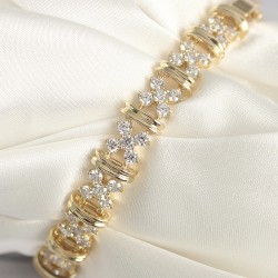Pirinç Gold Renk Zirkon Taşlı Çiçek Model Xuping VIP Exclusive Seri Bileklik