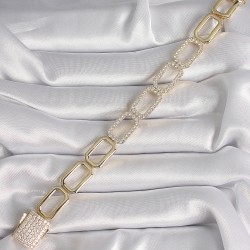 Pirinç Gold Renk Zirkon Taşlı Zincir Model Xuping VIP Exclusive Seri Bileklik
