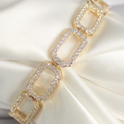 Pirinç Gold Renk Zirkon Taşlı Zincir Model Xuping VIP Exclusive Seri Bileklik