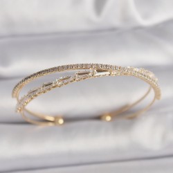 Pirinç Gold Renk Su Yolu Zirkon Taşlı Kadın Bileklik