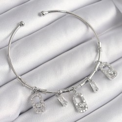 Pirinç Gümüş Renk Zirkon Taşlı Messika Model Kadın Bileklik