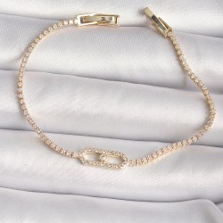 Pirinç Gold Renk Zirkon Taşlı Messika Model Kadın Bileklik