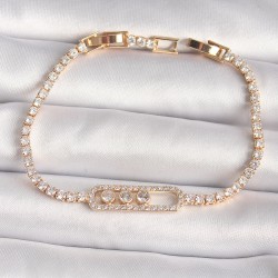 Pirinç Gold Renk Su Yolu Zirkon Taşlı Messika Model Kadın Bileklik