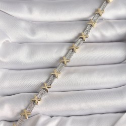 Pirinç Gümüş Renk Zirkon Taşlı Gold Xoxo Model VIP Seri Kadın Bileklik