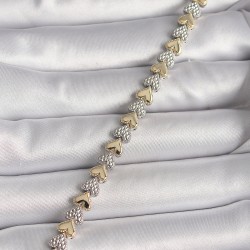 Pirinç Mix Renk Zirkon Taşlı Kalp Model VIP Seri Kadın Bileklik