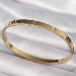 316L Çelik Gold Renk Zirkon Taşlı Cartier Model Kadın Bilezik