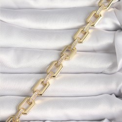 Pirinç Gold Renk Zirkon Taş Detaylı Kare Zincir Model Xuping VIP Exculusive Seri Kadın Bileklik