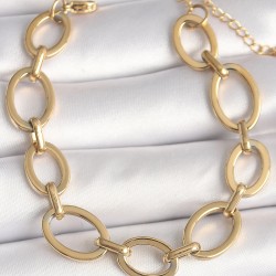 316L Çelik Gold Renk Halka Zincir Model Kadın Bileklik