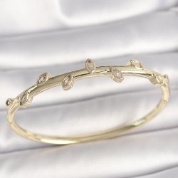 Pirinç Gold Renk Damla Zirkon Taşlı Kadın Kelepçe