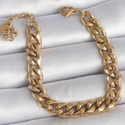 316L Çelik Gold Renk Kalın Zincir Model Kadın Bileklik