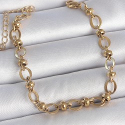 316L Çelik Gold Renk Topçuk Halka Zincir Model Kadın Bileklik