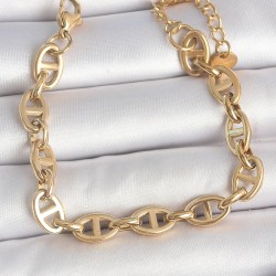 316L Çelik Gold Renk Zincir Model Kadın Bileklik