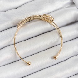 Pirinç Gold Renk Zirkon Taşlı Yonca Model 2'li Kadın Bileklik