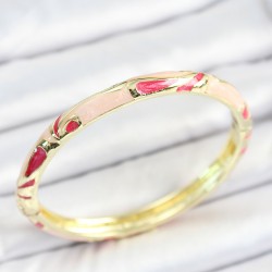 Mineli Pirinç Pembe Desenli Gold Renk Kadın Kelepçe