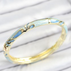 Mineli Pirinç Mavi Desenli Gold Renk Kadın Kelepçe