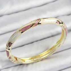 Mineli Pirinç Pembe Krem Motifli Kadın Kelepçe