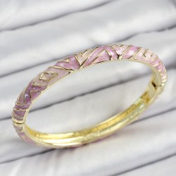 Mineli Pirinç Pembe Renk Desenli Kadın Kelepçe